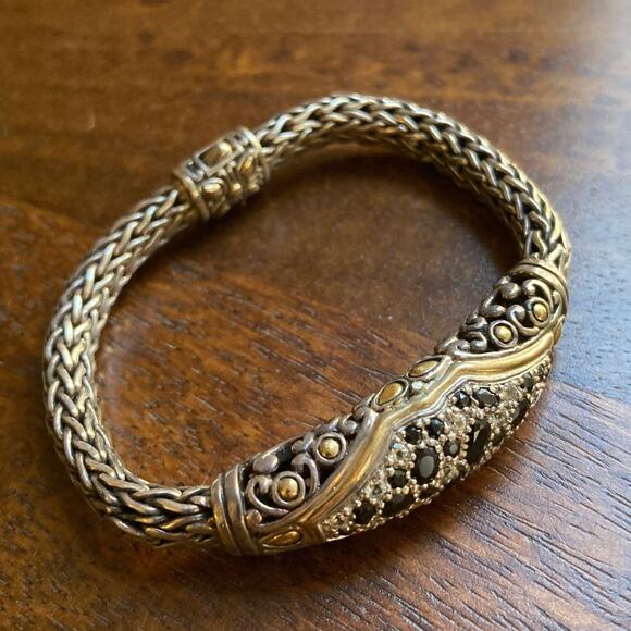 Rare John Hardy Lava Blue Elliptical Station Bracelet Sterling Silver 18K Gold - Picture 2 of 12